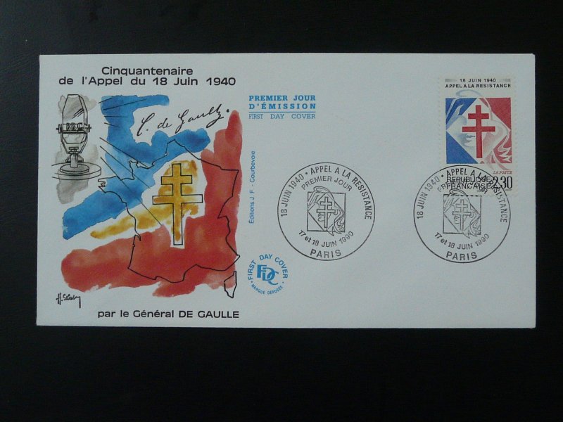 world war II ww2 General De Gaulle appeal of London FDC France 1990