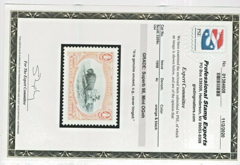 #3209c Superb 98 MNH OG w/PSE Cert.  (JH 12/2) GP