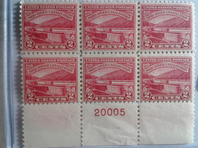 SCOTT # 681 PLATE BLOCK OF 6 MINT NEVER HINGED FRESH !!!