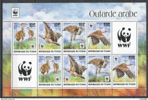 2017 Chad Wwf Fauna Birds Outarde Arabe #3211-14 Kb(2Set) ** Fd1495