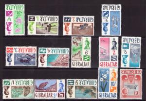 GIBRALTAR QEII  1960 set lightly hinged and MNH (majority) 