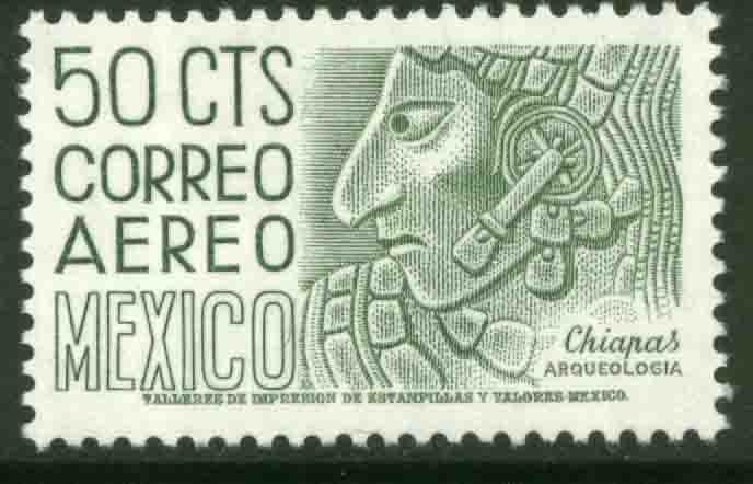 MEXICO C220En 50c 1950 Def 8th Issue Fosforescent glazed MNH