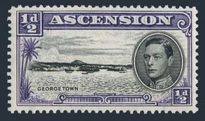 Ascension 40 perf 13, MNH. Michel 39C. View of Georgetown. George VI. 1944.