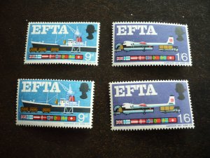 Stamps-Great Britain- Scott# 480-481,480p-481p-Mint Never Hinged Set of 4 Stamps