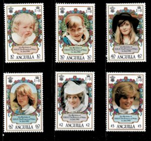Anguilla 1982 - Princess Diana, 21st Anniversary - Set of 6v - Scott 485-90 MNH
