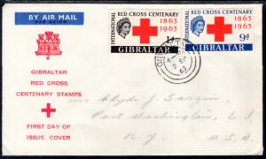 Gibraltar 162-163 Red Cross Pencil FDC