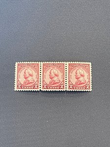 689, Stueben, Mint OGNH, Strip of 3, Gum Skip, CV $3.00