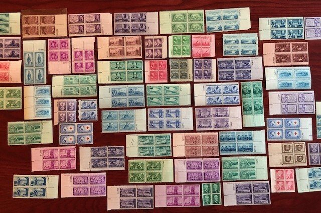 United States 56 Plate Blocks from 1930s to 1950s OGNH