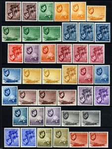 SEYCHELLES King George VI 1938-49 Full Sets Both Papers SG 135 to SG 149a MINT