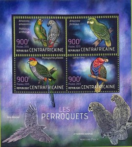 A7562 - CENTRAFRICAINE- ERROR MISPERF Stamp Sheet - 2013 - Birds: Parrots