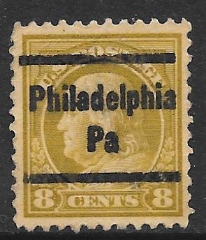 USA 508: 8c Franklin, Philadelphia Precancel, used, VF