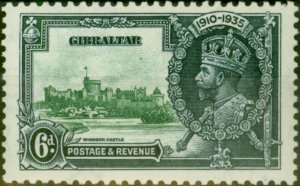 Gibraltar 1935 6d Green & Indigo SG116c Lightning Conductor V.F VLMM