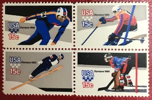 1980 USA Scott 1795-1798 MNH Block Winter Olympics Lot 917