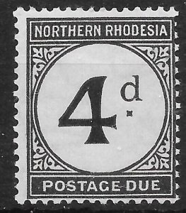 NORTHERN RHODESIA SGD4 1929-52 4d BLACK POSTAGE DUE MTD MINT (r)