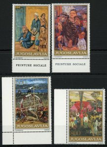 Yugoslavia Art Social Paintings Harrison Serie Set of 4 Stamps MNH 