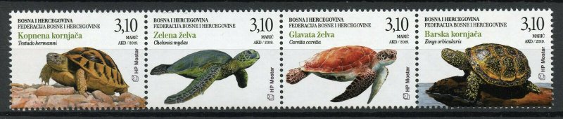 Bosnia & Herzegovina Turtles Stamps 2019 MNH Green Sea Turtle Reptiles 4v Strip