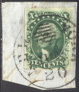 U.S. #13 SCARCE Used w/ Cert - 10c Green, Type I