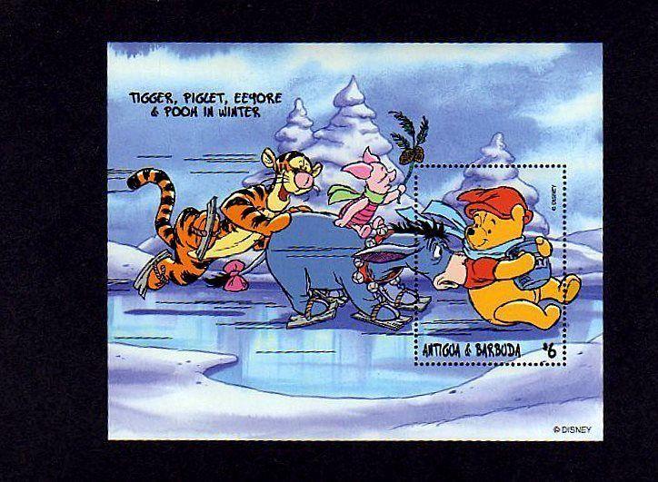 ANTIGUA - 1998 - DISNEY - WINNIE THE POOH - TIGGER ++ WINTER - MINT S/SHEET!