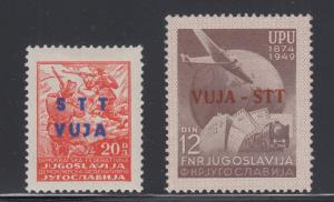 Yugoslavia, Trieste Sc 14, 16 MLH. 1949 overprints for Zone B, VF