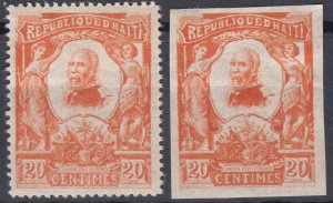 Haiti 1904 20c Orange Imperf/Perf President Nord Alexis  M/MINT