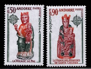 Andorre French Scott 232-233, SG F256-7 MNH** Europa 1974  Madonna set CV $21.50