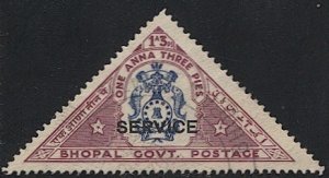INDIAN STATES - Bhopal  Sc O31  1a 3p  Used, VF