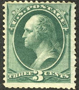 US #184 SCV $525. 3c Green, VF/XF mint never hinged, post office fresh stamp,...