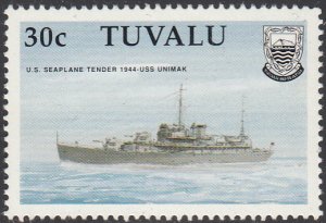 Tuvalu 1990 MNH Sc #544 30c US Seaplane Tender 1944 USS Unimak - World War II...