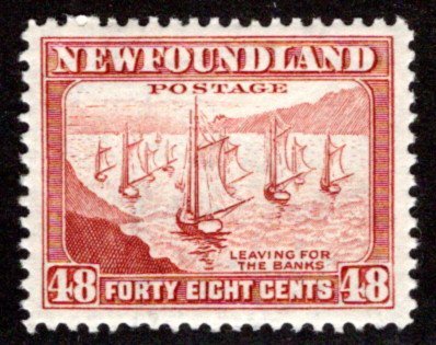 249 NSSC, Newfoundland, 48c, MNHOG, VF/XF, p12.5, Leaving for the Banks, Scott 2
