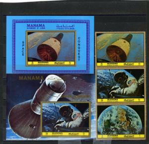 MANAMA 1972 SPACE RECEARCH SET OF 3 STAMPS & 2 S/S PERF. MNH 