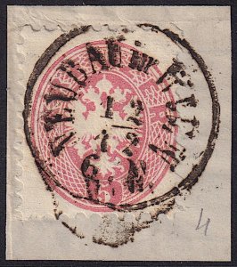 Austria - 1864 - Scott #24 - used on piece - NEUBAU in WIEN pmk