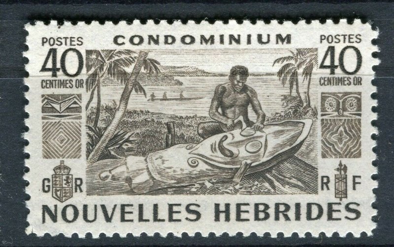 FRENCH; NEW HEBRIDES 1953 early pictorial issue fine Mint hinged 40c. value