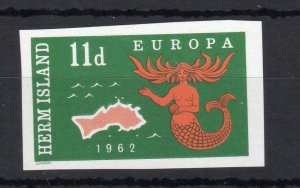 HERM: 11d 1962 EUROPA UNMOUNTED MINT IMPERFORATE IN UNISSUED COLOURS