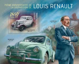 CENTRAFRICAINE 2014 SHEET LOUIS RENAULT CARS AUTOS