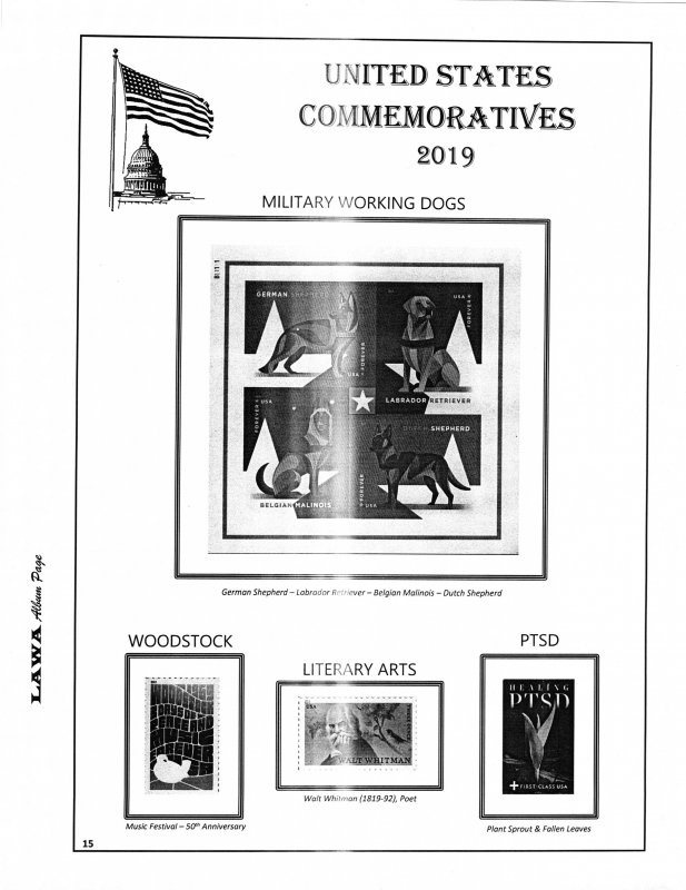 2019 US COMMEMORATIVE  ISSUES SUPPLEMENT – LAWA Album Pages