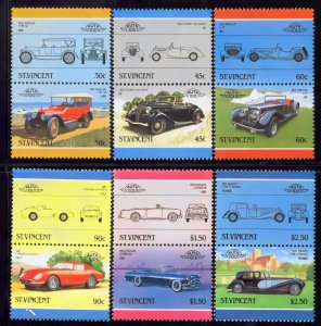 St.Vincent 1986 Sc#906/911 CARS V series Set of 6 Pairs (12 values) MNH