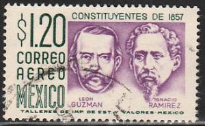 MEXICO C289, $1.20Pesos 1950 Defin 3rd Printing wmk 350. USED. F-VF. (1438)