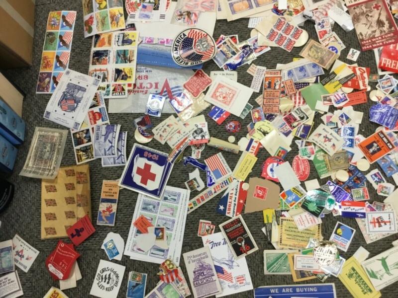 Hundreds of Patriotic Poster Stamps, Advertising labels  Foil, die cut, HUGE LOT