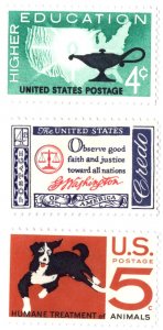 United States Scott #1206,1139,1307 UNUSED set NG. nice set strong color.