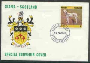 Staffa 1978 Dalmation 9p from perf Dog set of 8, on cover...