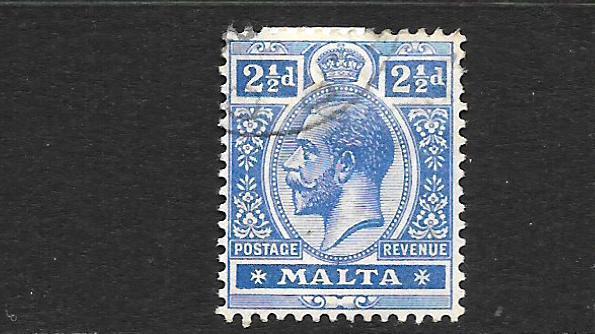 MALTA  1921-22   2 1/2d  KGV  FU   SG101