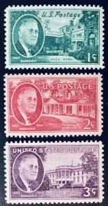 United States #930-932 Franklin D. Roosevelt (1945).  MNH