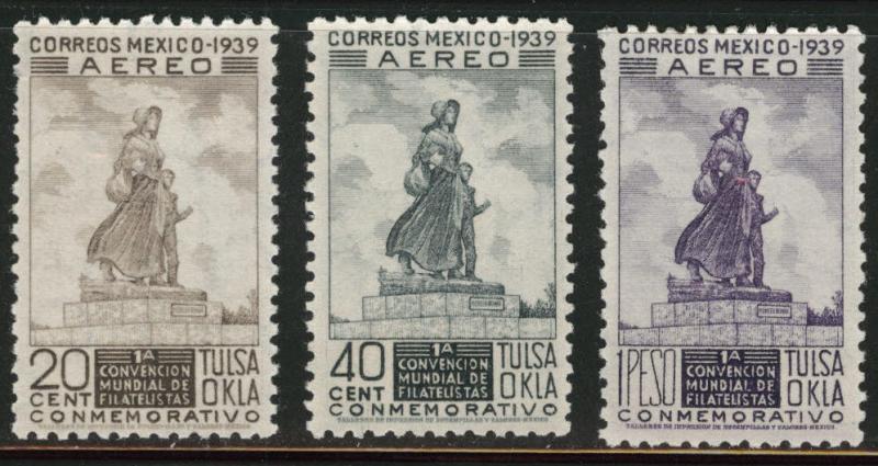 Mexico Scott C94-C96 MH* 1939 Tulsa Pioneer set CV$12