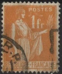 France 277 (used) 1fr Peace with olive branch, orange (1932)