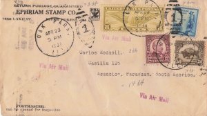 United States 1934 47c + 8c Airmail Cover Oak Park to Asuncion Paraguay Uruguay