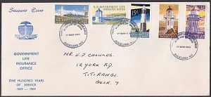 NEW ZEALAND GOVT LIFE DEPT 1969 Lighthouses definitives FDC................A2852