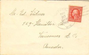 United States Wisconsin Withee 1909 4a-bar  2c Washington Franklin to Canada ...