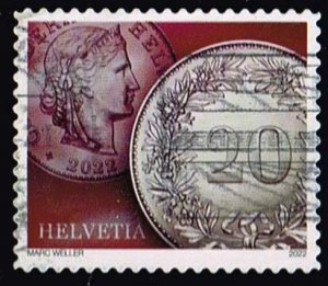 Switzerland 2022,Sc.#1842 used Twenty Cents Coin