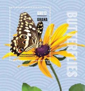 Ghana 2015 - Butterflies - Souvenir Stamp Sheet - Scott #2856 - MNH