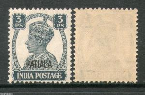 India PATIALA State 3ps KG VI SG 103 / Sc 102 Postage Stamp Cat £4 MNH